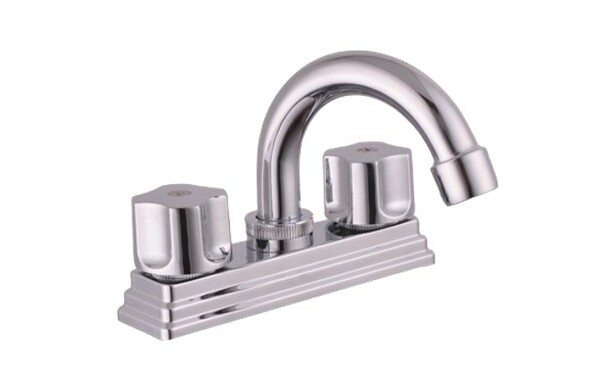 MEZCLADORA DE 4" PARA LAVABO CUELLO CORTO Y CUERPO DE ACERO INOX. SUS 304