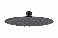 REGADERA EN ACERO INOX. 304 REDONDA DE PLATO GRANDE 8" (ANTISARRO) NEGRO