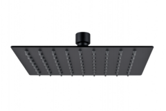 REGADERA EN ACERO INOX. 304 CUADRADA DE PLATO GRANDE 8" (ANTISARRO) NEGRO