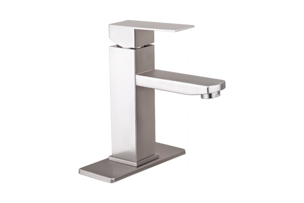 MONOMANDO PARA LAVABO CORTO CUADRADO EN ACERO INOX. 304 ACABADO SATÍN