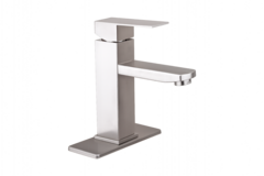 MONOMANDO PARA LAVABO CORTO CUADRADO EN ACERO INOX. 304 ACABADO SATÍN
