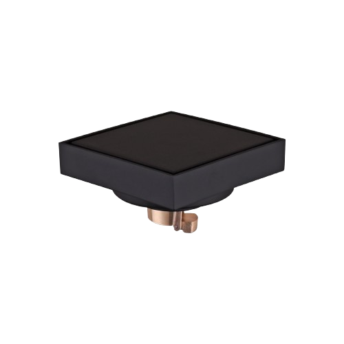 COLADERA CUADRADA 10CM X 10CM EN ACERO INOX 304. CON INSERTO CERÁMICO ACABADO NEGRO