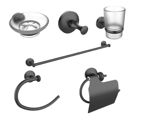 JUEGO DE ACCESORIOS PARA BAÑO ACABADO NEGRO ( 6 PIEZAS)